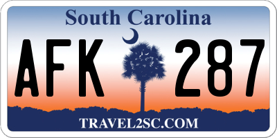 SC license plate AFK287