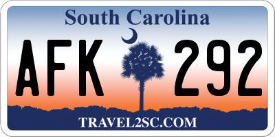 SC license plate AFK292
