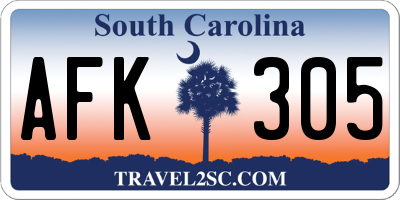 SC license plate AFK305