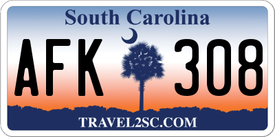 SC license plate AFK308