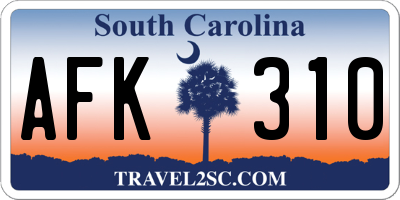 SC license plate AFK310