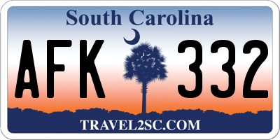 SC license plate AFK332
