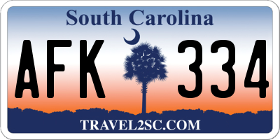 SC license plate AFK334