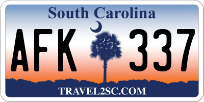 SC license plate AFK337
