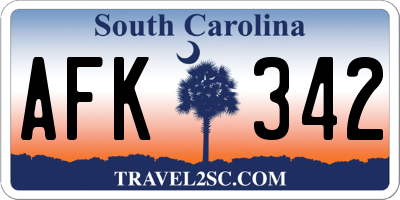 SC license plate AFK342