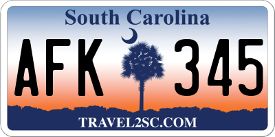 SC license plate AFK345