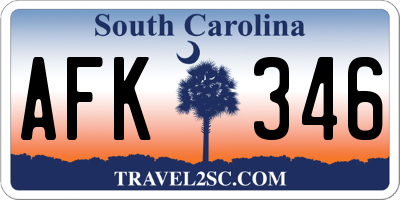 SC license plate AFK346