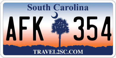SC license plate AFK354