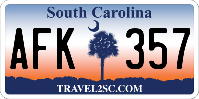 SC license plate AFK357