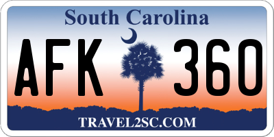 SC license plate AFK360