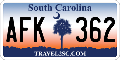 SC license plate AFK362