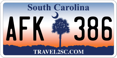 SC license plate AFK386