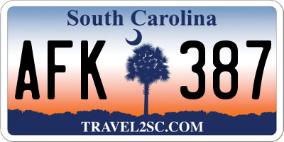 SC license plate AFK387