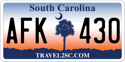 SC license plate AFK430