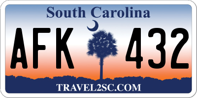 SC license plate AFK432