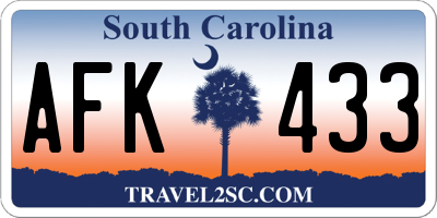 SC license plate AFK433