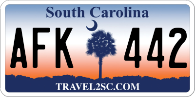 SC license plate AFK442
