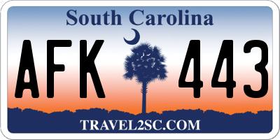SC license plate AFK443
