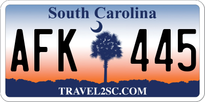 SC license plate AFK445