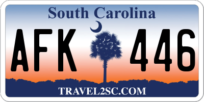 SC license plate AFK446