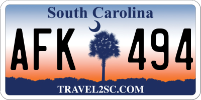 SC license plate AFK494