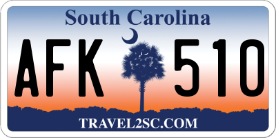 SC license plate AFK510