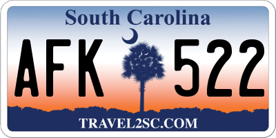 SC license plate AFK522