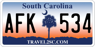 SC license plate AFK534