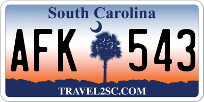 SC license plate AFK543