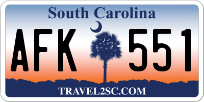SC license plate AFK551