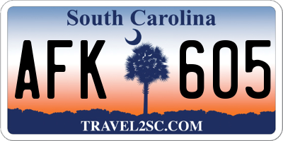 SC license plate AFK605