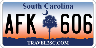 SC license plate AFK606