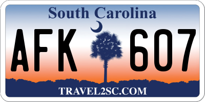 SC license plate AFK607