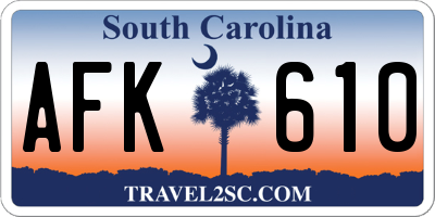 SC license plate AFK610