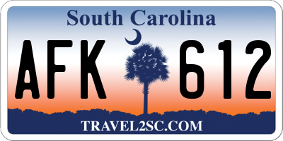 SC license plate AFK612