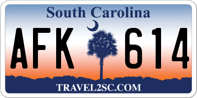 SC license plate AFK614