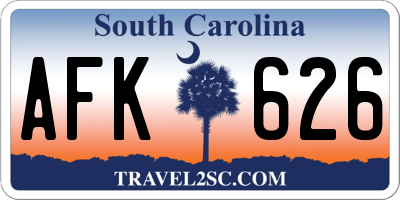 SC license plate AFK626