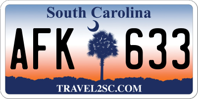 SC license plate AFK633