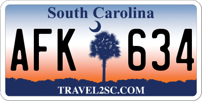 SC license plate AFK634