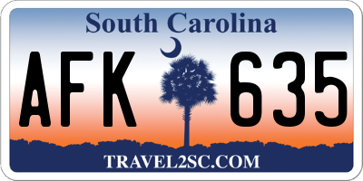 SC license plate AFK635