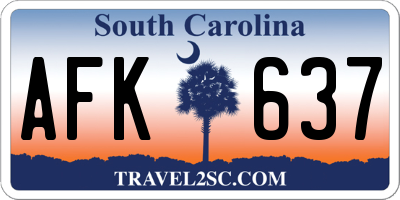 SC license plate AFK637