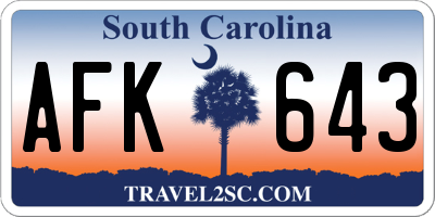 SC license plate AFK643