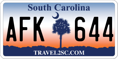 SC license plate AFK644