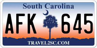 SC license plate AFK645