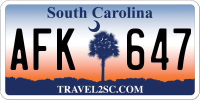 SC license plate AFK647
