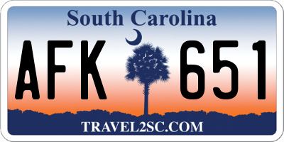 SC license plate AFK651
