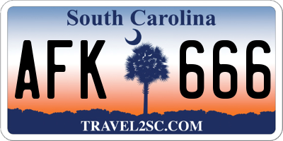 SC license plate AFK666