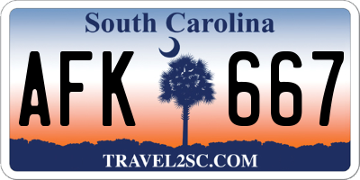 SC license plate AFK667