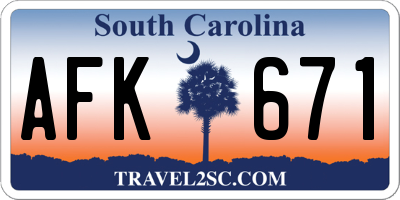 SC license plate AFK671