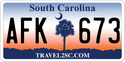 SC license plate AFK673